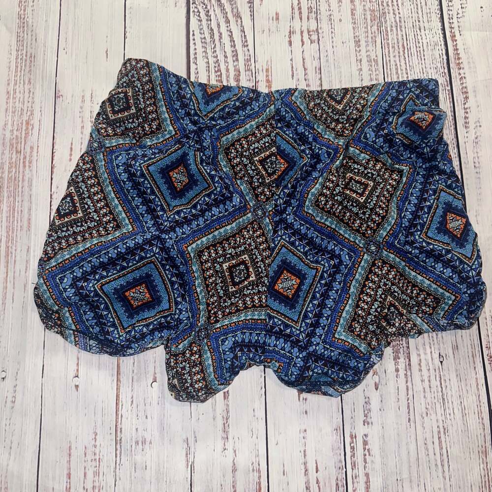 North Shore Blue Granola Girl Geometric Tribal Aztec Print Mini Shorts-S/M - Picture 5 of 5